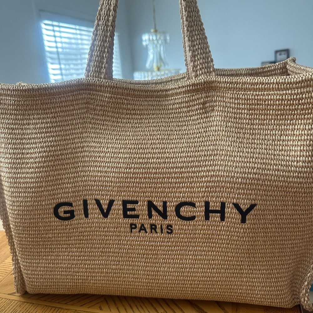 Givenchy Cream Tote Bag with Woven Texture and Sturdy Handles